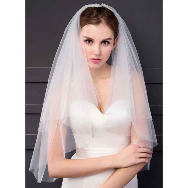 Two-tier Cut Edge Elbow Bridal Veils