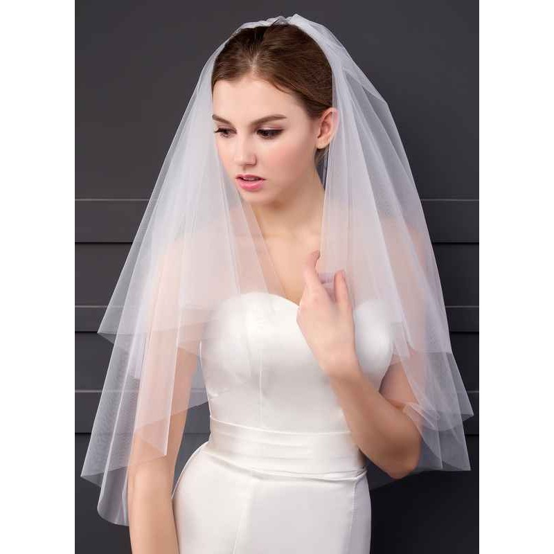 Two-tier Cut Edge Elbow Bridal Veils