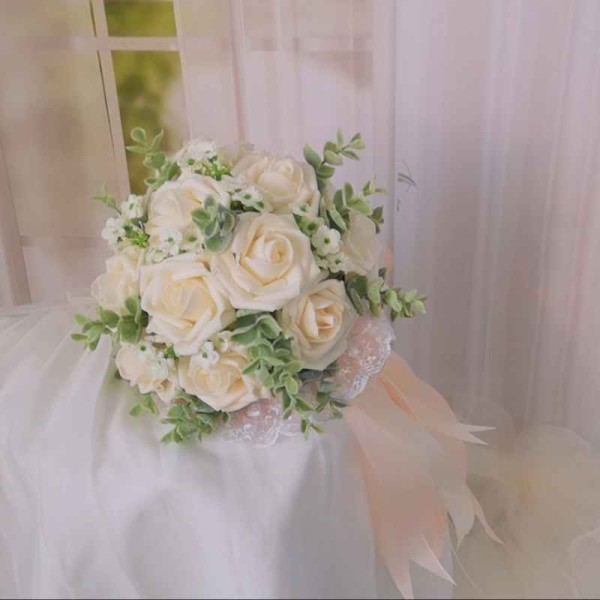 Classic Round Foam Bridal Bouquets (Sold in a single piece) - Bridal Bouquets