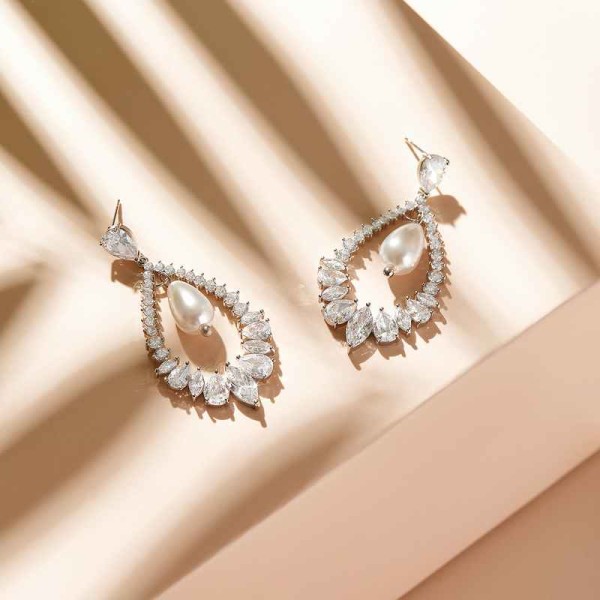 Elegant Alloy With Irregular Cubic Zirconia Earrings