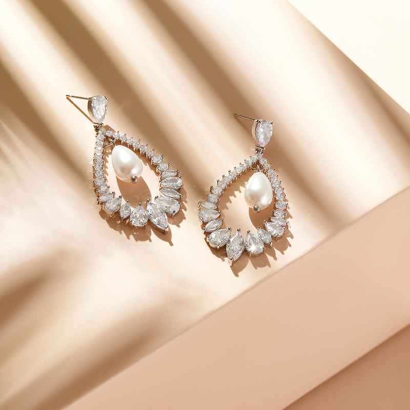 Elegant Alloy With Irregular Cubic Zirconia Earrings