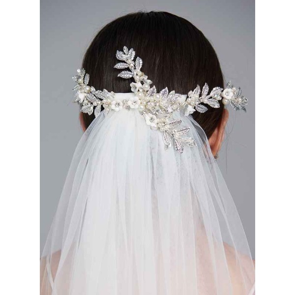 One-tier Cut Edge Waltz Bridal Veils With Rhinestones/Faux Pearl