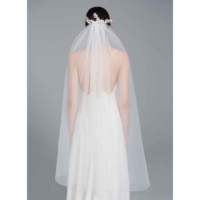 One-tier Cut Edge Waltz Bridal Veils With Rhinestones/Faux Pearl