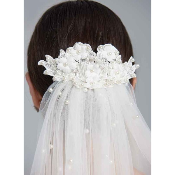 One-tier Cut Edge Fingertip Bridal Veils With Faux Pearl