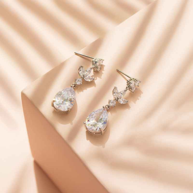 Ladies' Beautiful Alloy With Irregular Cubic Zirconia Earrings