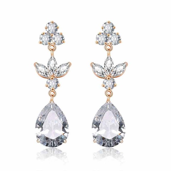 Ladies' Beautiful Alloy With Irregular Cubic Zirconia Earrings