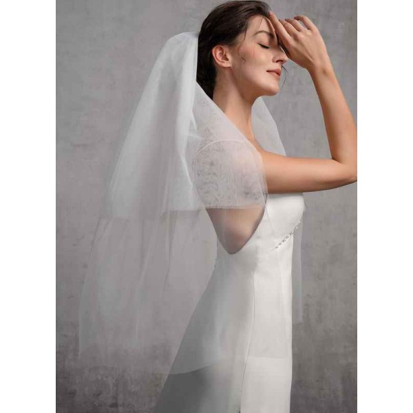 Two-tier Cut Edge Elbow Bridal Veils With Lace