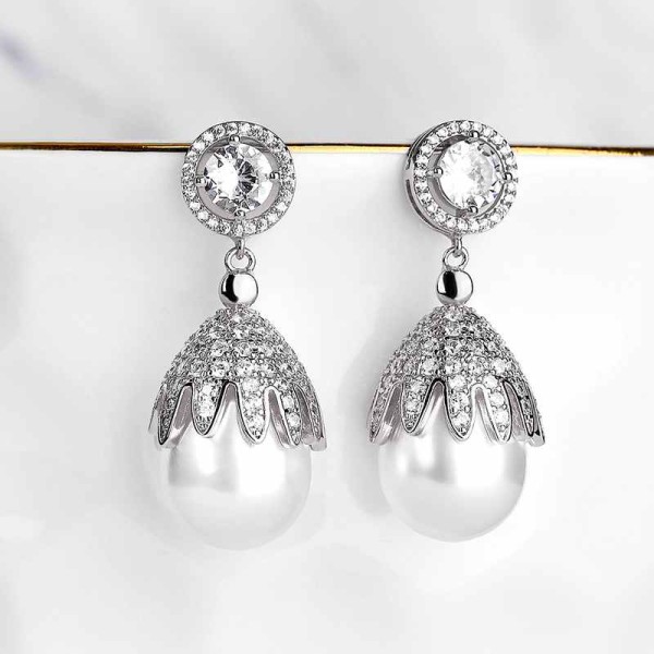 Ladies'/Couples' Elegant/Beautiful/Fashionable/Classic/Simple Alloy With Oval Pearl Earrings