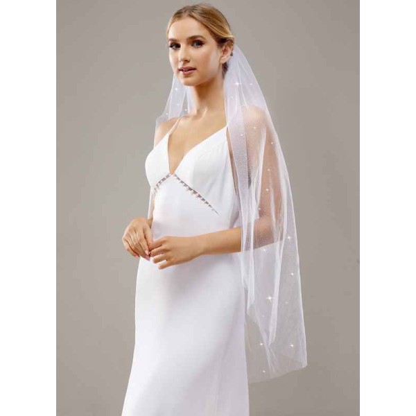 One-tier Cut Edge Waltz Bridal Veils With Sequin