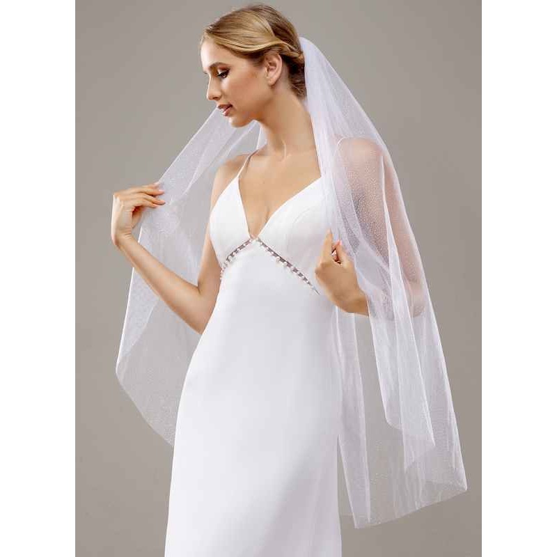 One-tier Cut Edge Waltz Bridal Veils With Sequin