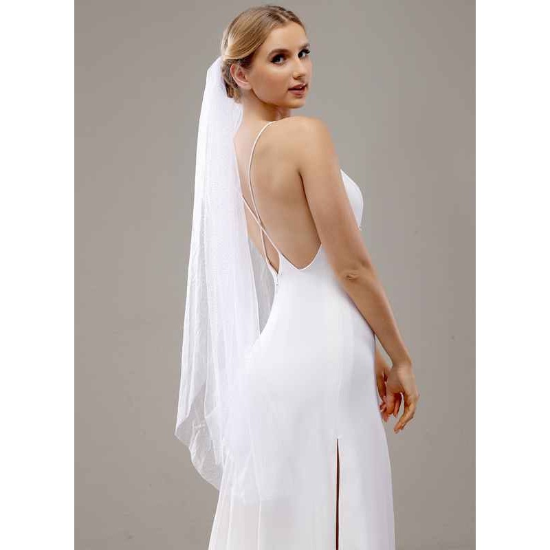 One-tier Cut Edge Waltz Bridal Veils With Sequin