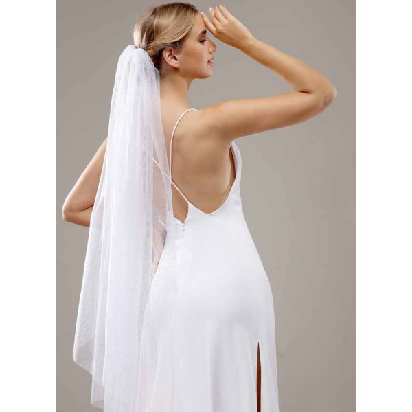 One-tier Cut Edge Waltz Bridal Veils With Sequin