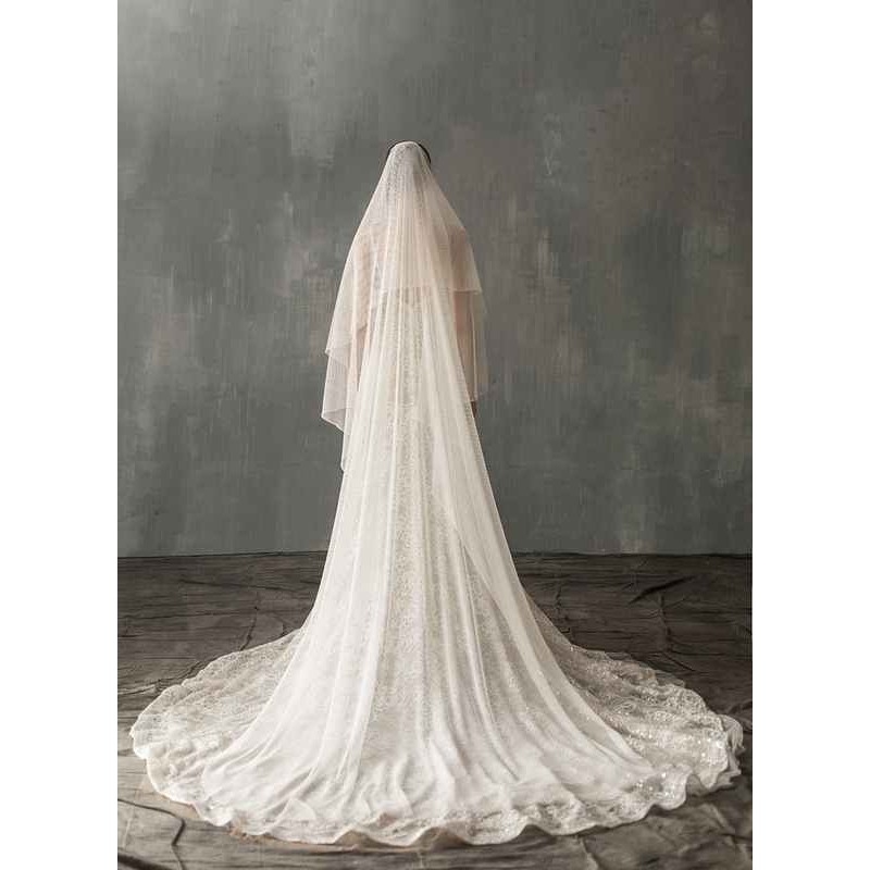 Two-tier Cut Edge Cathedral Bridal Veils With Lace