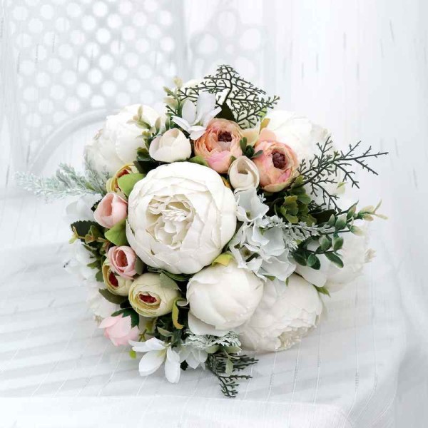 Round Silk Flower Bridesmaid Bouquets -