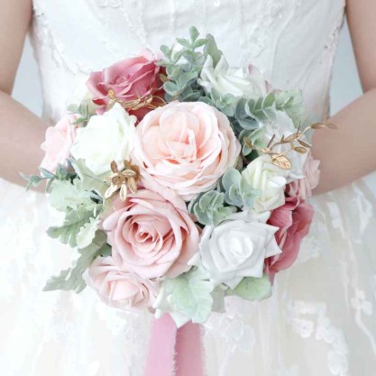 Round Foam/Silk Flower Bridal Bouquets -