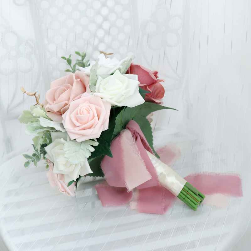 Round Foam/Silk Flower Bridal Bouquets -