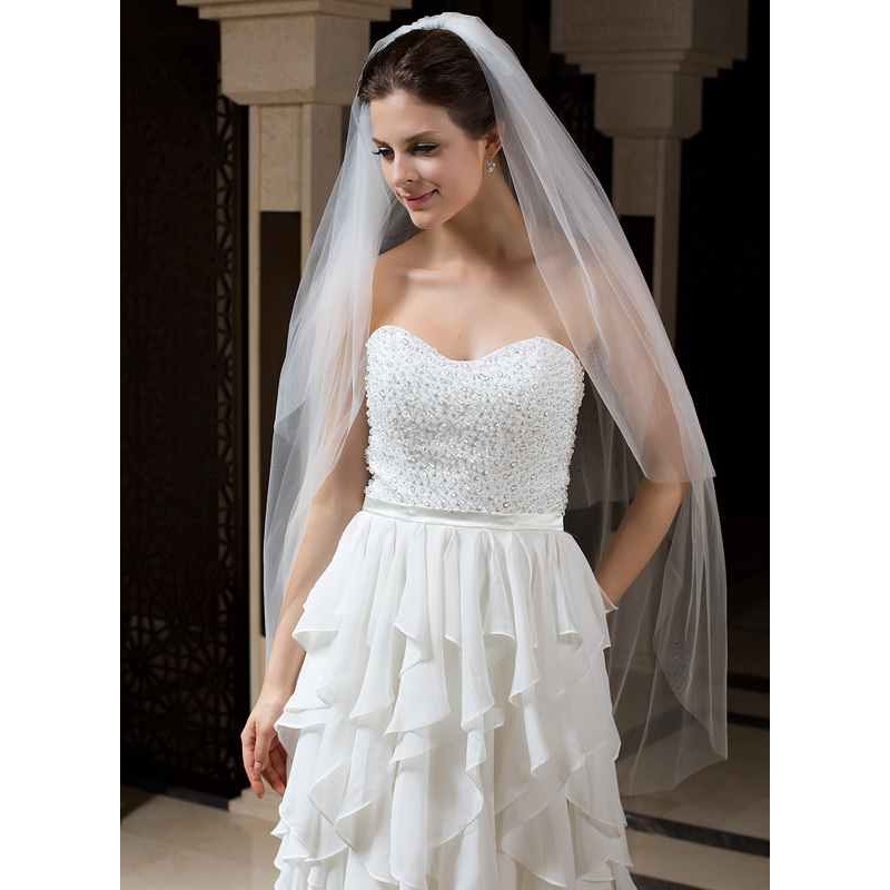 Two-tier Cut Edge Waltz Bridal Veils