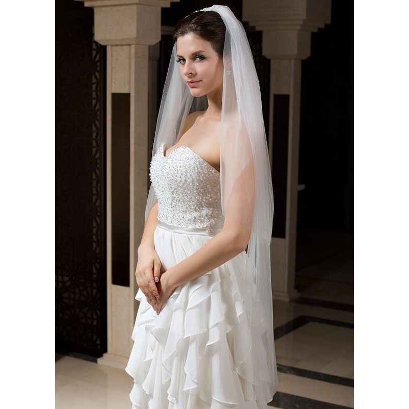 Two-tier Cut Edge Waltz Bridal Veils