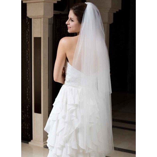 Two-tier Cut Edge Waltz Bridal Veils