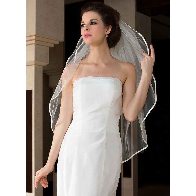 Two-tier Satin Edge Fingertip Bridal Veils