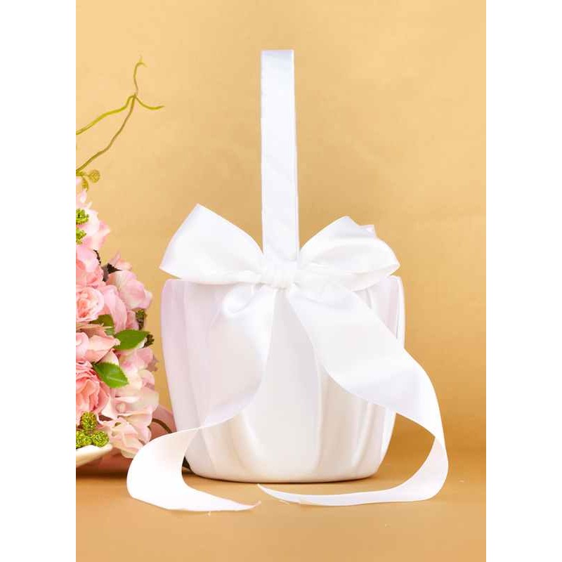 Satin With Bow Flower Basket